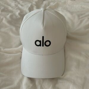 White Alo Cap with Black Lettering